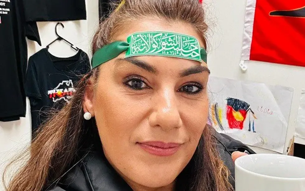 u200bLidia Thorpe in a Hamas-style headband