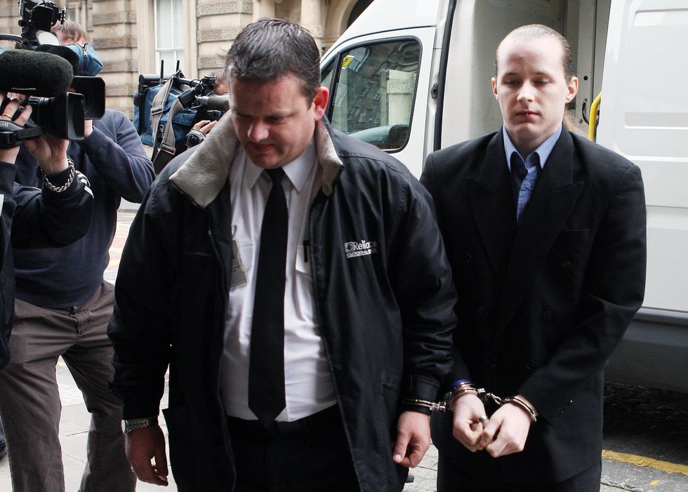 u200bLuke Mitchell (right) arrives at Edinburgh High Court in 2008