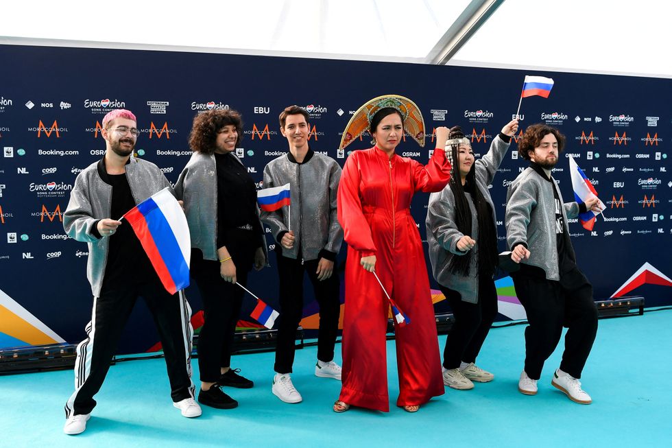 \u200bManizha of Russia poses during the opening ceremony of the 2021 Eurovision Song Contest,