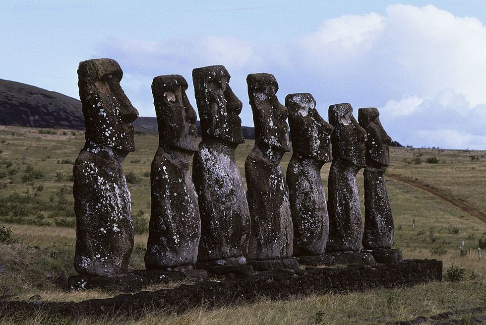 u200bMoai Statues At Ahu Akivi