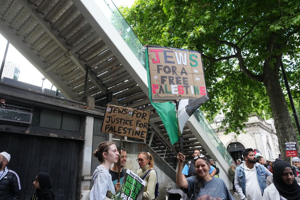 u200bPeople take part in a national demonstration for Gaza from Russell Square to Whitehall