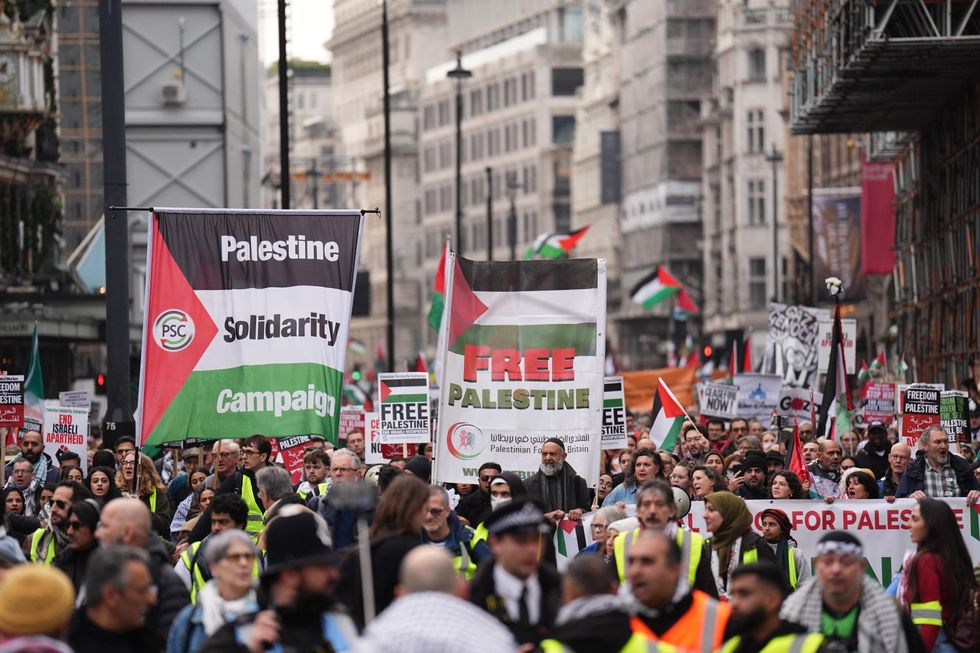 u200bPeople take part in a Palestine Solidarity Campaign rally in central London