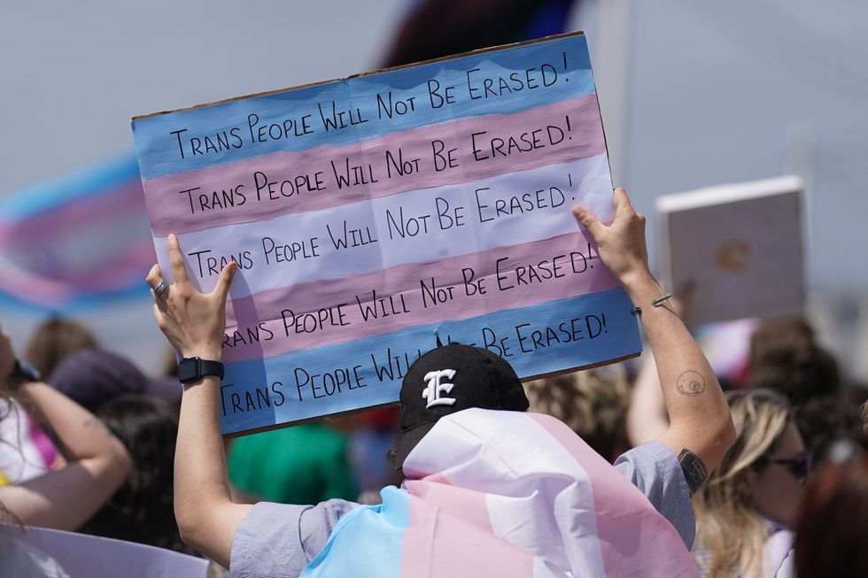 u200bPeople take part in a Trans Pride protest march in Brighton