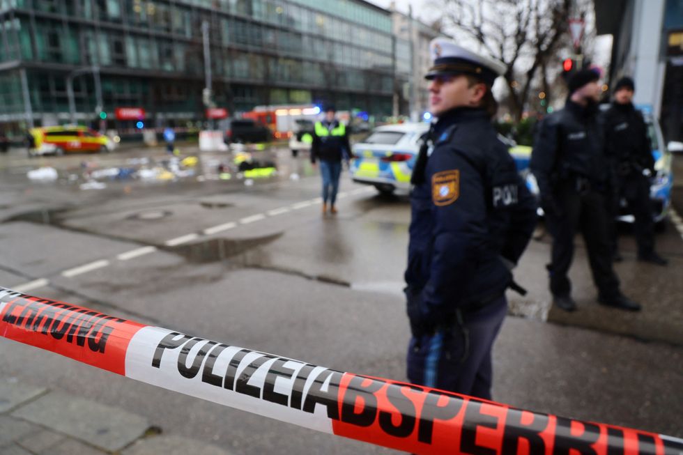 u200bPolice secures the area after a car drove into a crowd in Munich, Germany