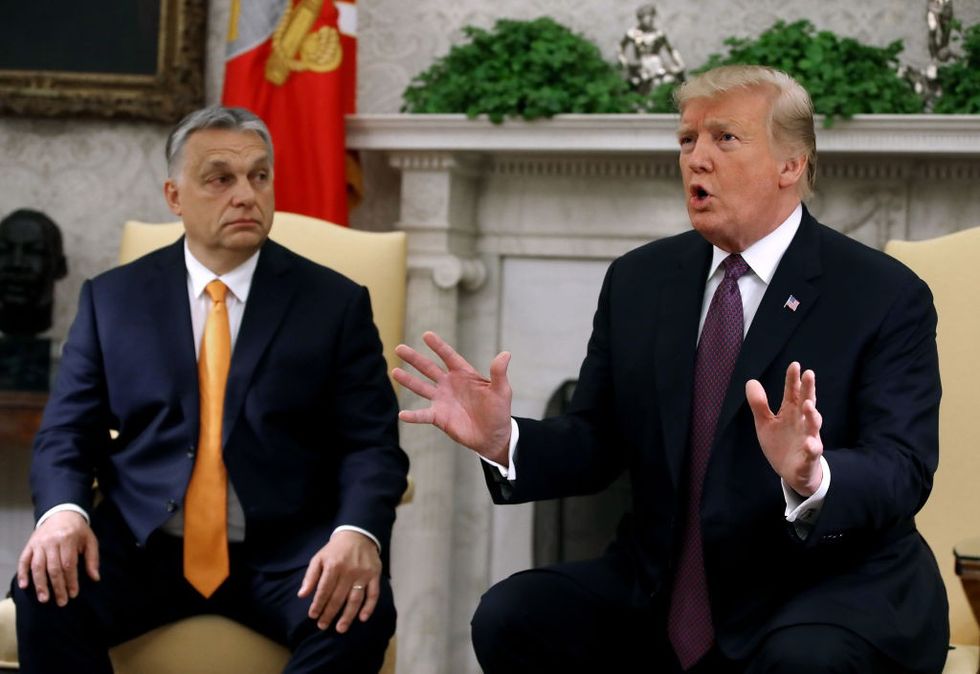 \u200bPresident Donald Trump speaks to the media during a meeting with Hungarian Prime Minister Viktor Orban