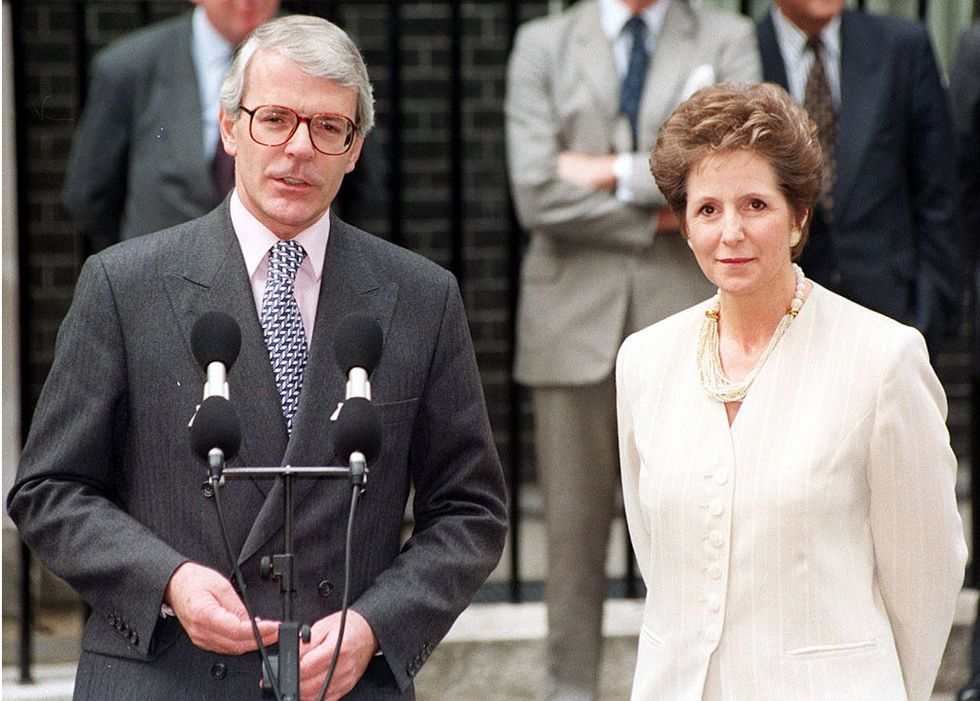 \u200bPrime Minister John Major and his wife Norma at No.10 Downing Street in 1995