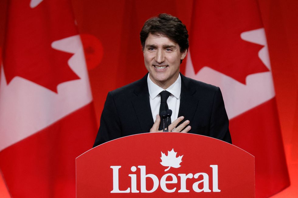 \u200bPrime Minister Justin Trudeau speaks as members of Canada's Liberal Party