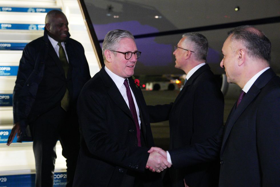 u200bPrime Minister Sir Keir Starmer and Foreign Secretary David Lammy  arrive at Heydar Aliyev International Airport