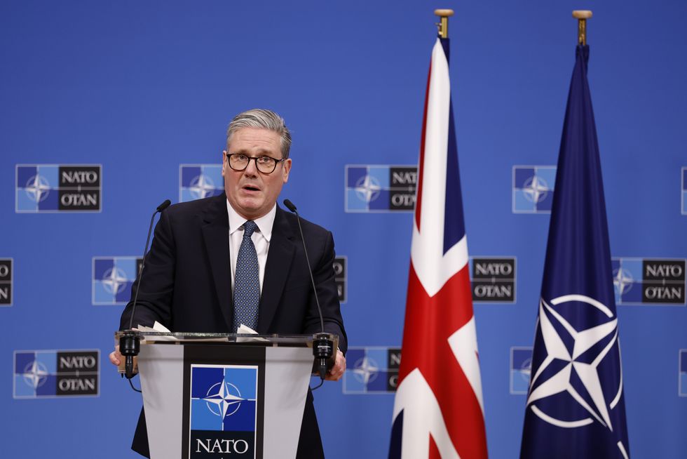 \u200bPrime Minister Sir Keir Starmer speaking at a press conference with NATO Secretary General Mark Rutte