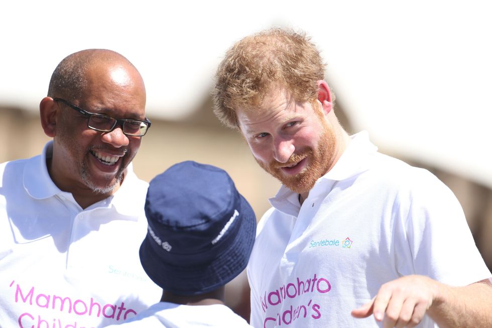 u200bPrince Harry with Prince Seeiso of Lesotho and Mutsu Potsane in 2015