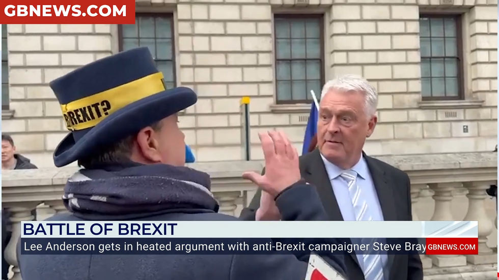 \u200bReform MP Lee Anderson and anti-Brexit protester Steve Bray