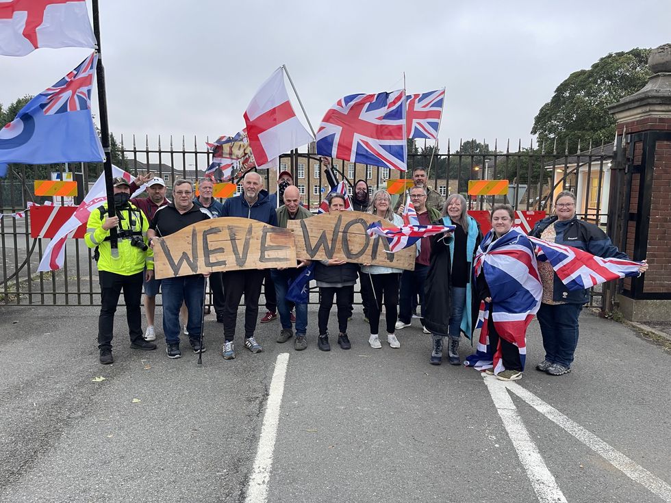 \u200bScampton campaigners hold 'we've won' sign