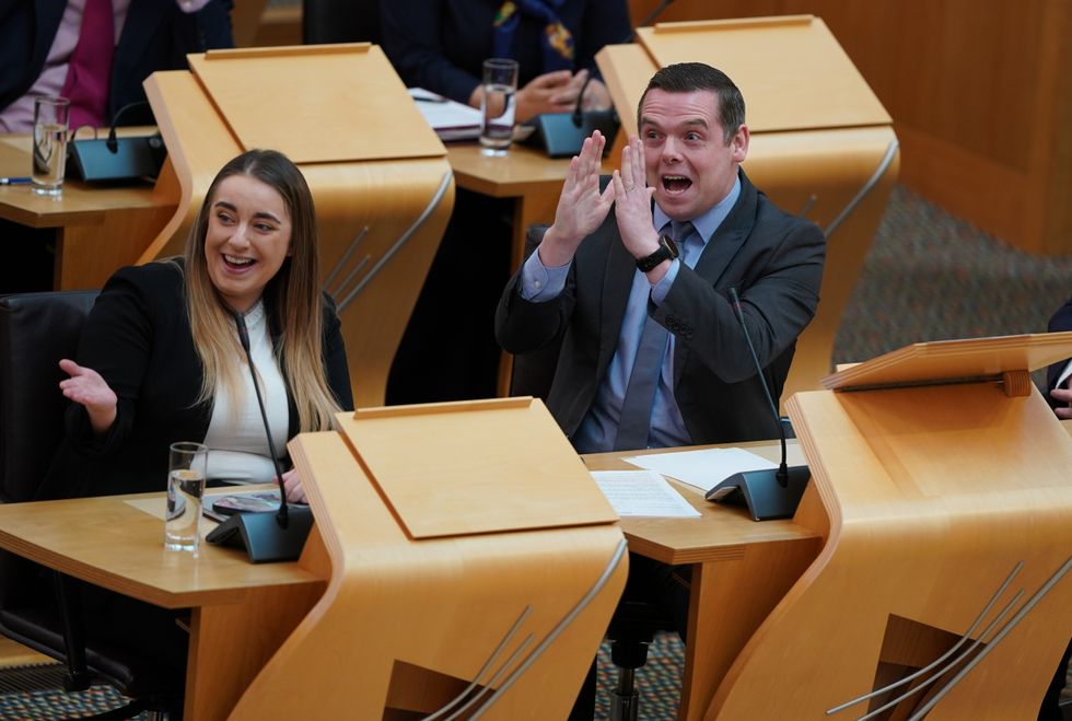 u200bScottish Conservative leader Douglas Ross alongside deputy leader Meghan Gallacher in the main chamber