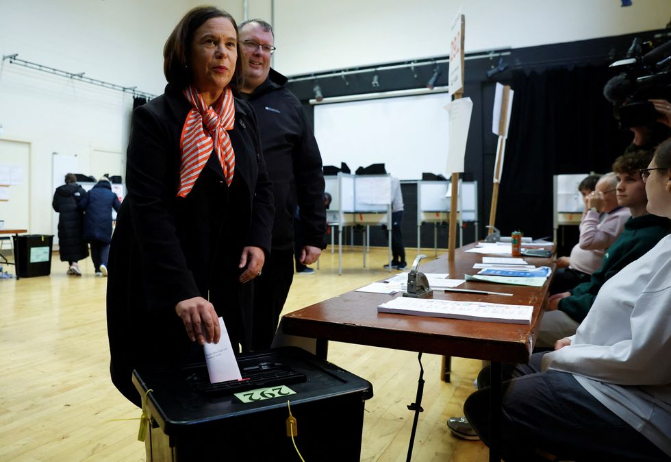 u200bSinn Fein President Mary Lou McDonald casts her vote