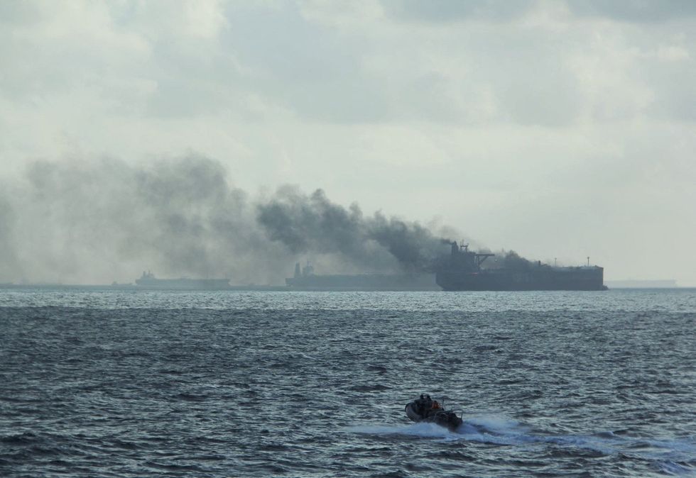 u200bSmoke could be seen from one of the freighters