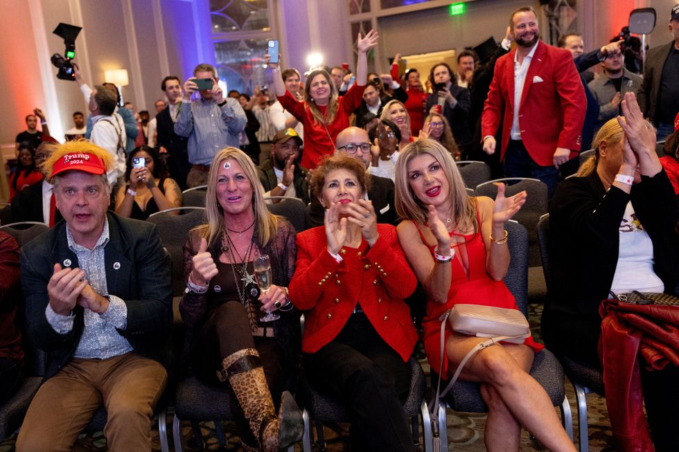 u200bSupporters of  Donald Trump react as they watch early election results in Georgia