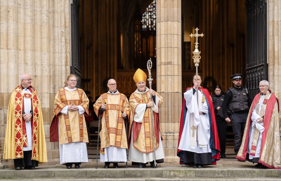 u200bThe Archbishop of York Stephen Cottrell (centre) following the Christmas Day Festal Eucharist service at York Minster