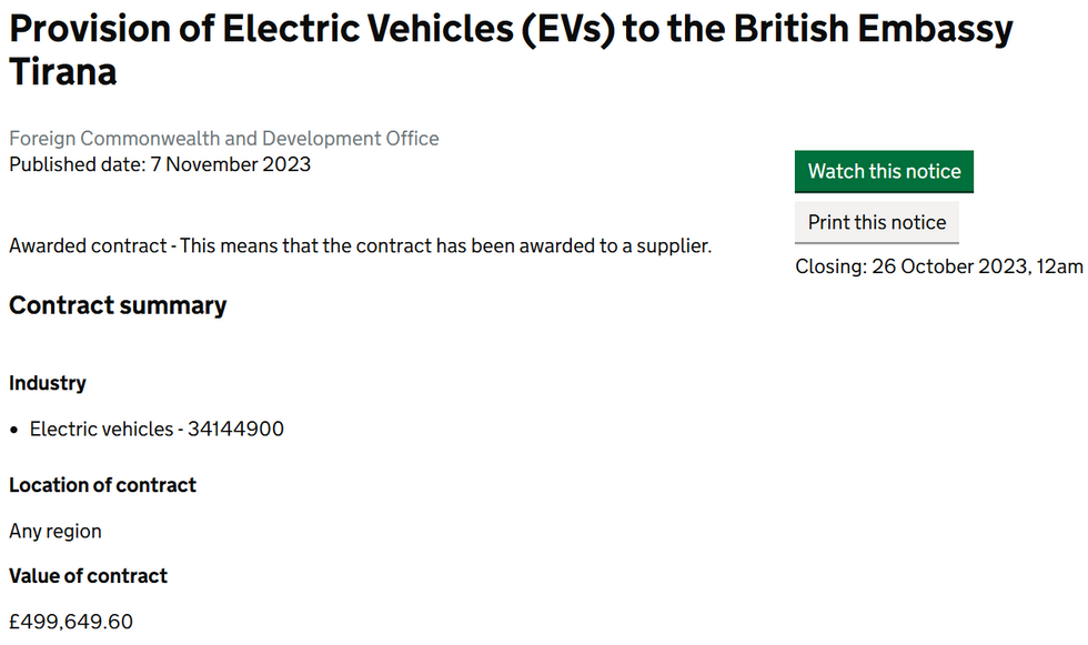 u200bThe Foreign Office contract that spent u00a3499,649 of taxpayer money on electric Porsches for Albanian prisons