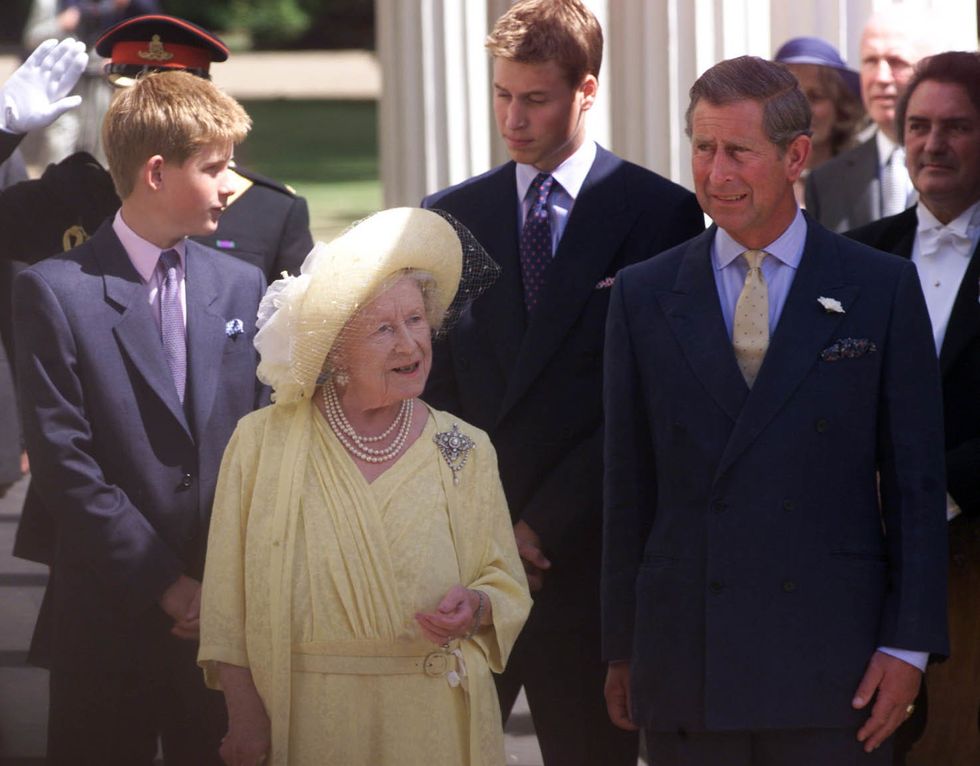 u200bThe Queen Mother with then Prince Charles, Prince William and Prince Harry