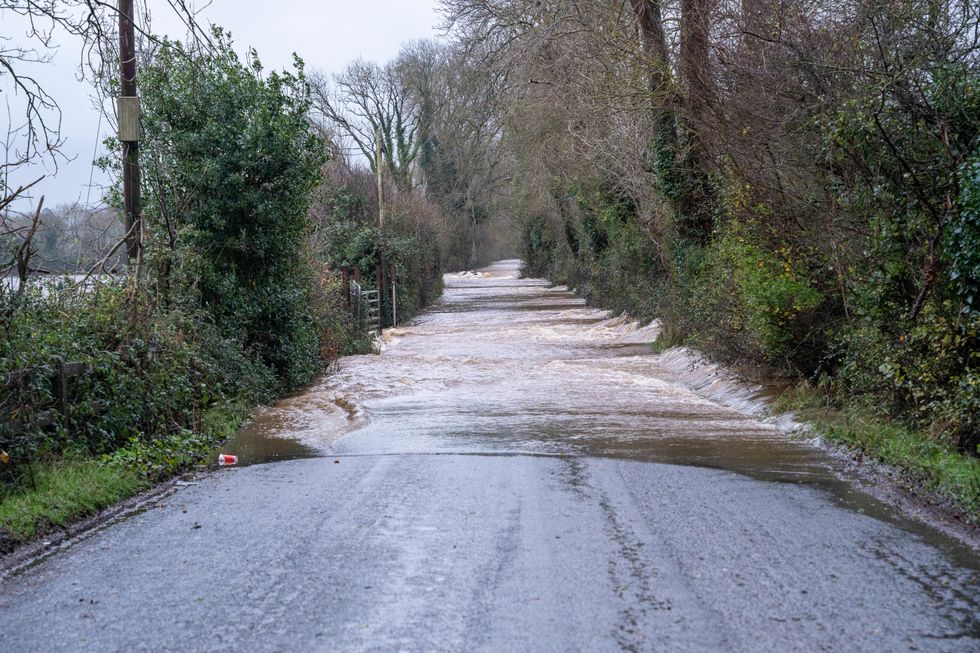 \u200bThe River Blackwater bursts its banks and floods Mallow Racecourse in Mallow, County Cork