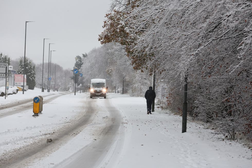 u200bThe scene near Castlecary, North Lanarkshire, Scotland as Storm Bert is battering the country