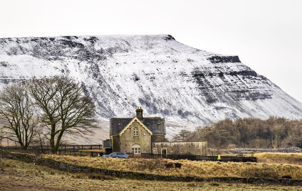 u200bThe snow capped mountain of Ingleborough in the Yorkshire Dales