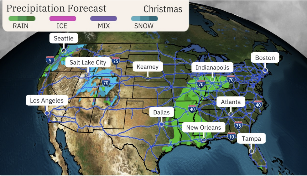 u200bThe Weather Channel map shows the likelihood of rain and snow