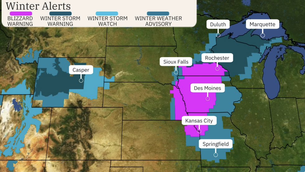 u200bThe Weather Company issues blizzard and winter storm warnings