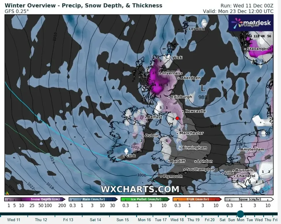 u200bThere could be some snow on the day before Christmas Eve