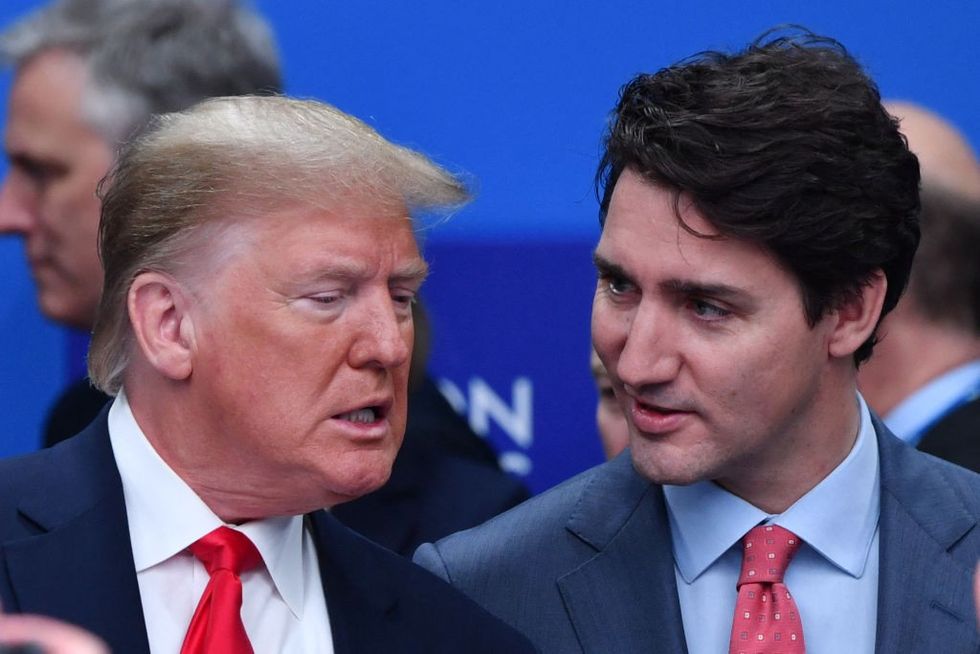 \u200bUS President-elect Donald Trump talks with Canada's Prime Minister Justin Trudeau