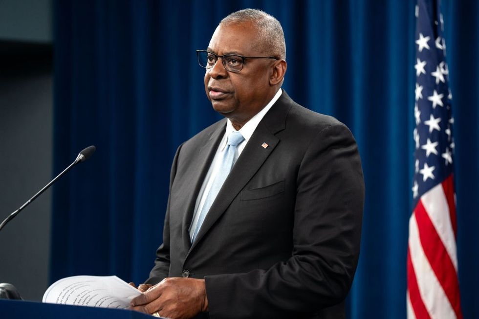 u200bUS Secretary of Defence Lloyd Austin speaks during a press conference