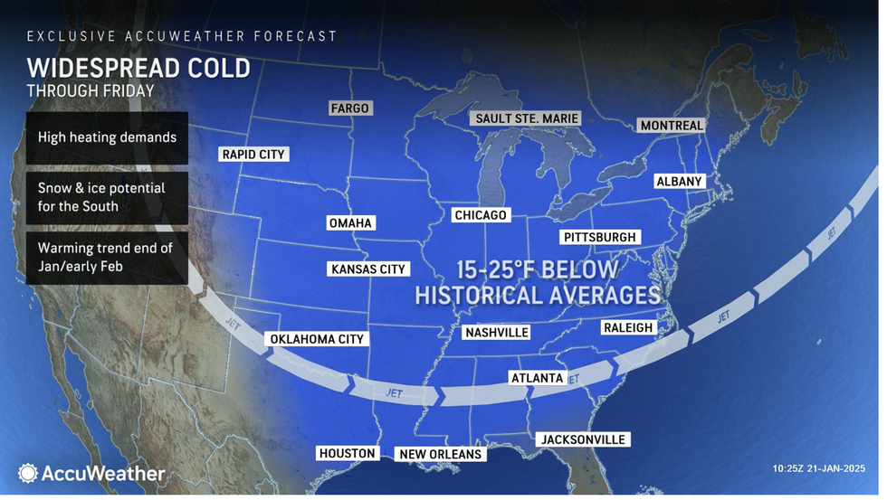 \u200bWidespread cold to dominate several US states