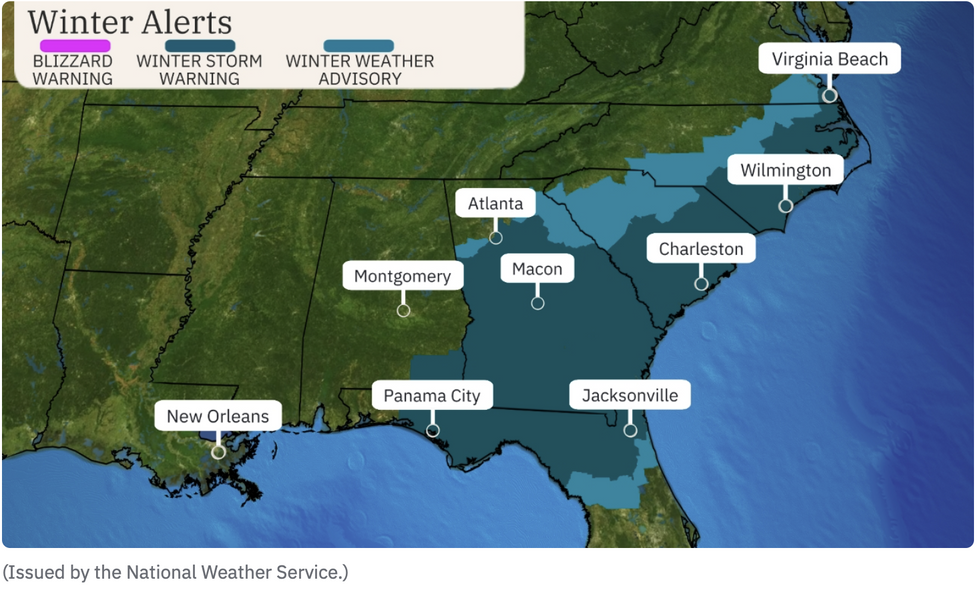 \u200bWinter alerts issued for east coast states