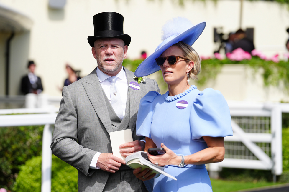 u200bZara and Mike Tindall (left) during day three of Royal Ascot at Ascot Racecourse