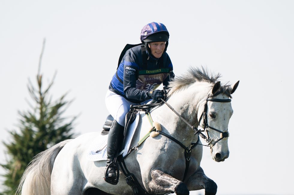 u200bZara Tindall riding Classicals Euro Star around the cross country course