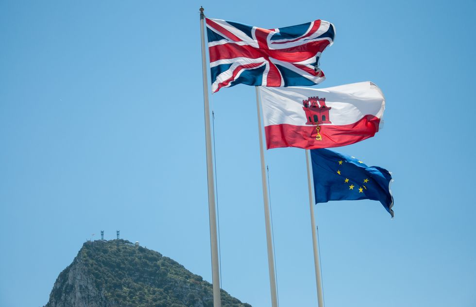 UK/Gibraltar/EU flags in Gibraltar