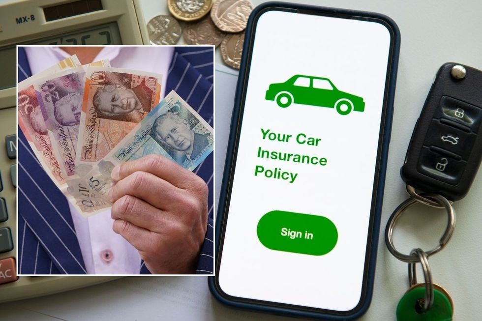 UK money and a car insurance policy