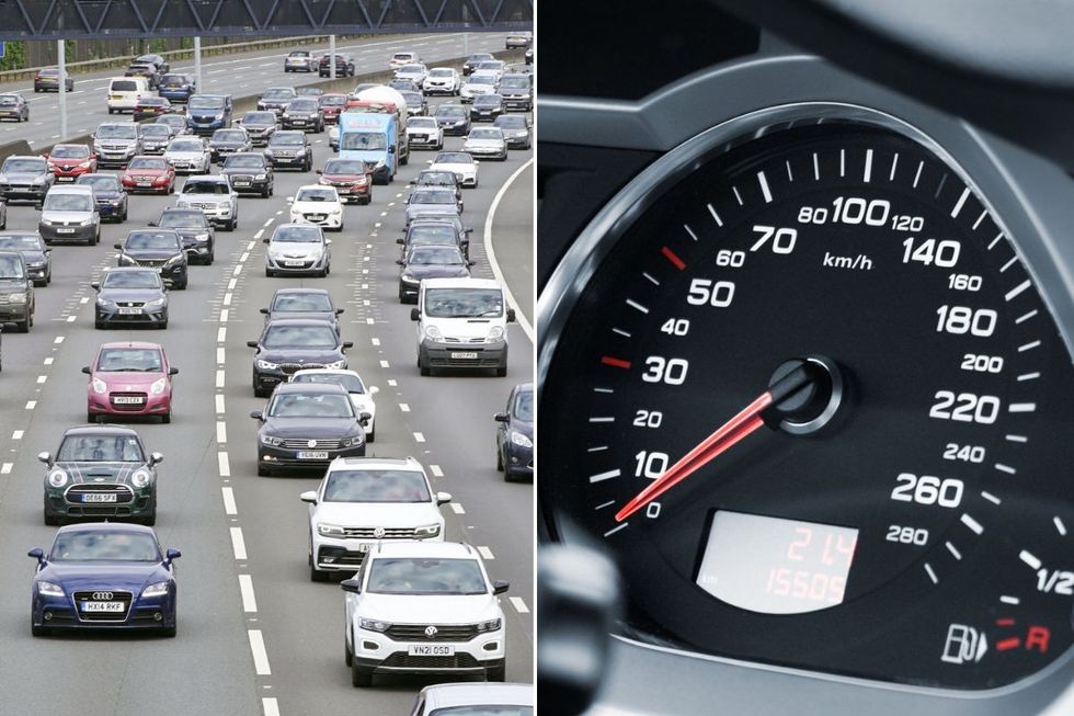 UK motorway and a speedometer 