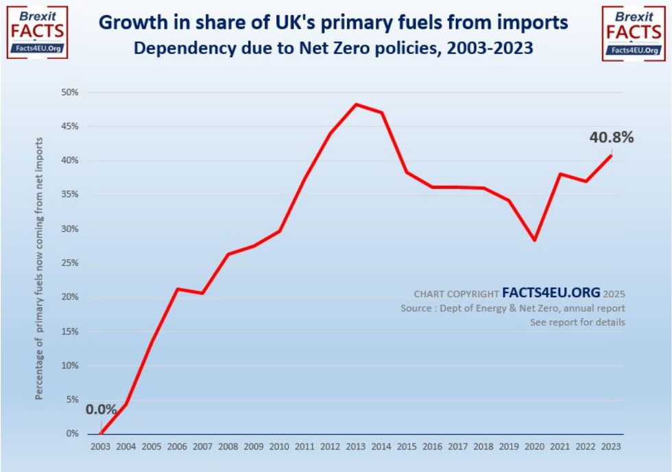 UK's primary fuel imports since 2003