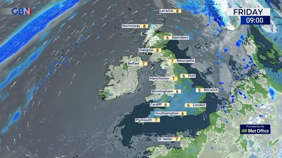 UK weather: Largely dry and settled but increasingly cloudy with light rain in the north