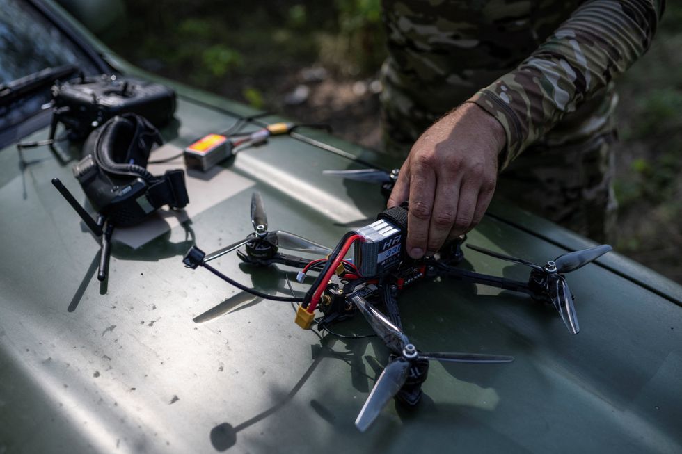 Ukrainian soldier undergoing drone training