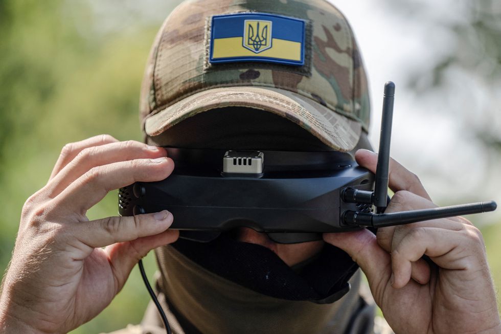 Ukrainian soldier undergoing drone training