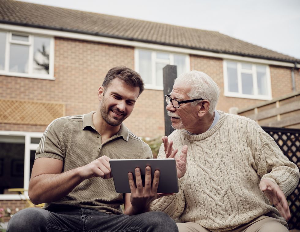 Unpaid carer with elderly grandfather