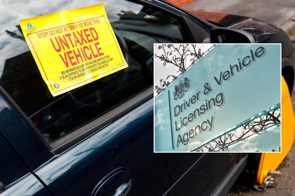 Untaxed vehicle and a DVLA logo