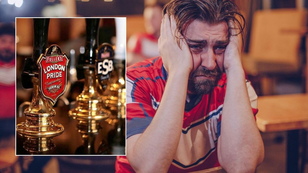 Upset man and pub