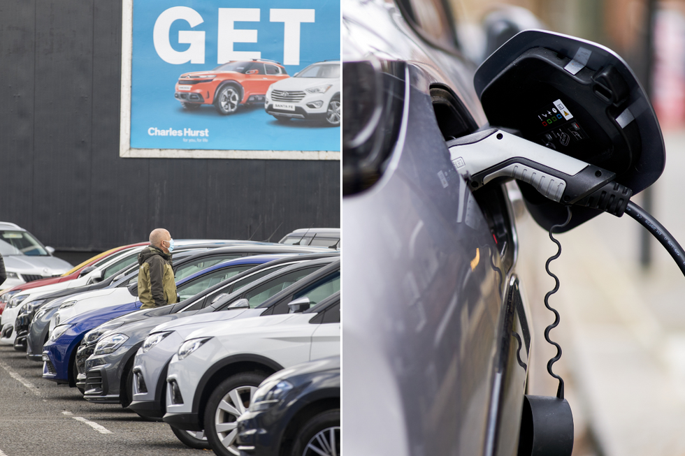 Used car market and an electric car charger