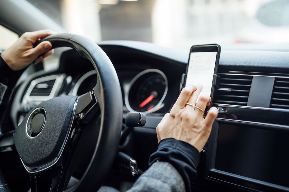 Using a phone in a car 