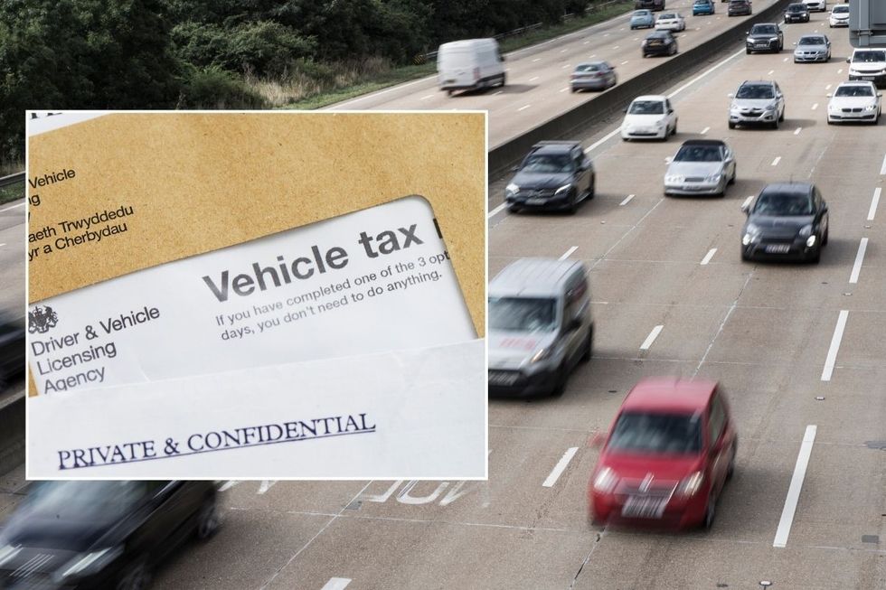 Vehicle tax reminder and a busy motorway