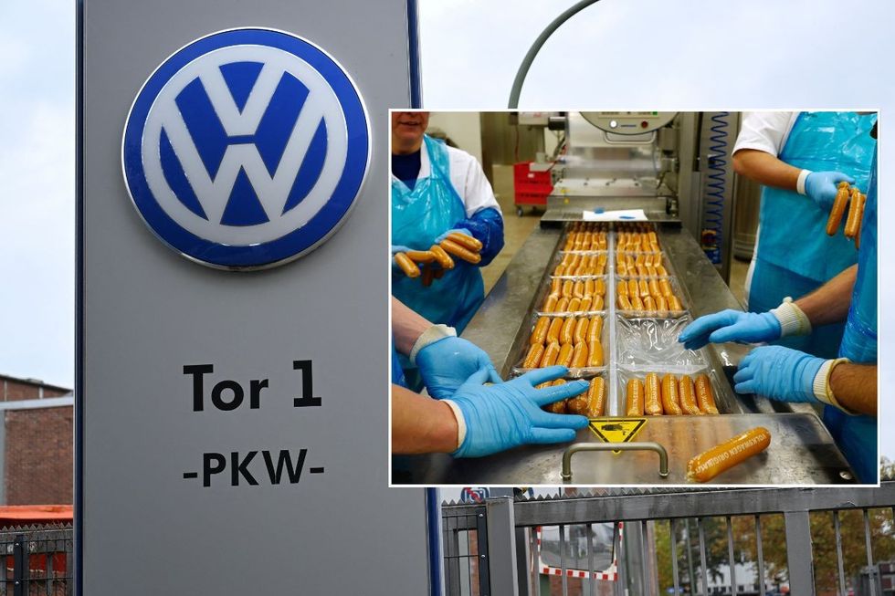 Volkswagen factory and VW sausages being made