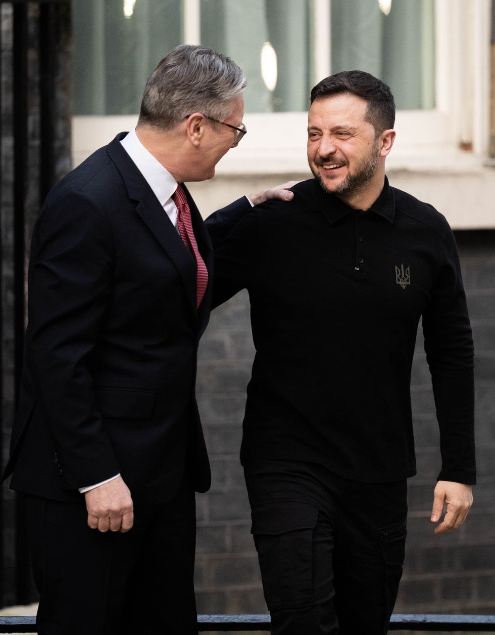 Volodymyr Zelensky greeted at Downing Street by Keir Starmer